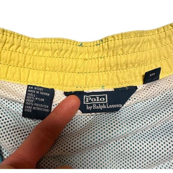 Polo Ralph Lauren Men's Aqua Blue Solid Traveler 5.5" Swim Trunks Sz M - Picture 3 of 9